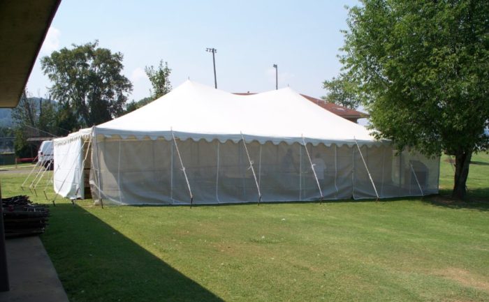30x45 White Pole Tent W/ Mesh Sidewalls
